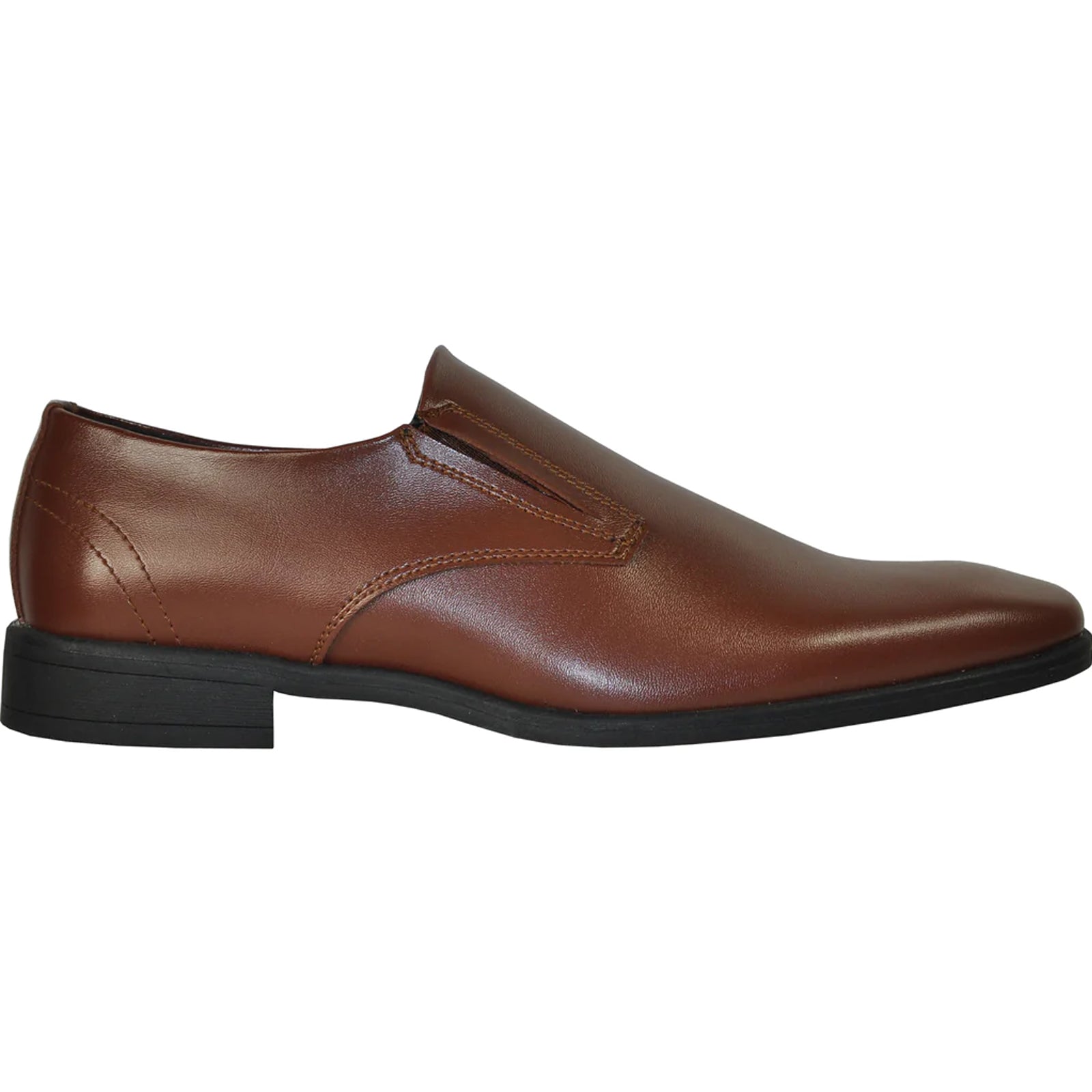 "Brown Men's Dress Loafer - Plain Pointy Square Toe Style"