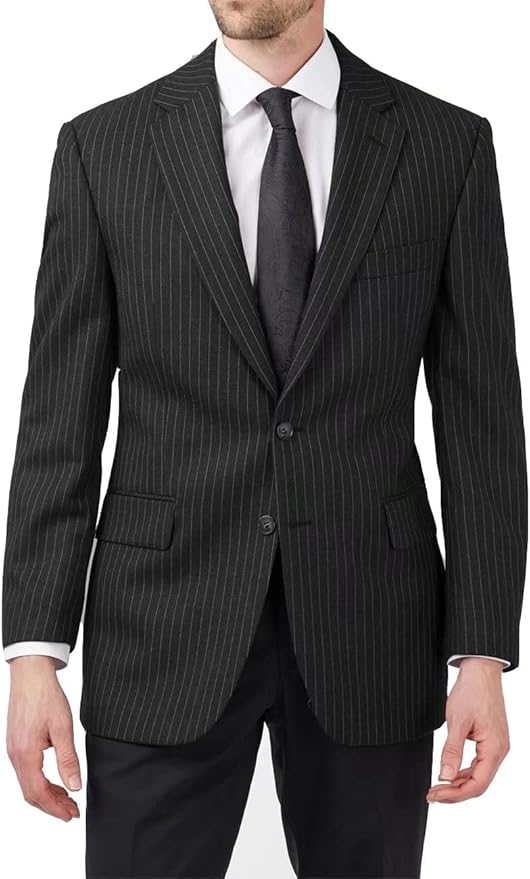 Mens Black Pinstripe Western Blazer – Classic Cowboy Style Jacket for Business, Formal and Smart Casual Wear - 34 Short