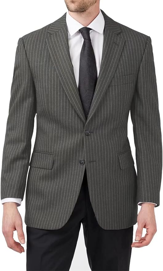 Mens Charcoal Gray Pinstripe Western Blazer – Classic Cowboy Style Jacket for Business, Formal and Smart Casual Wear - 34 Short