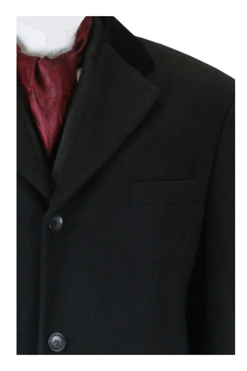 Full Length Long men's Dress Topcoat - Winter coat in Black