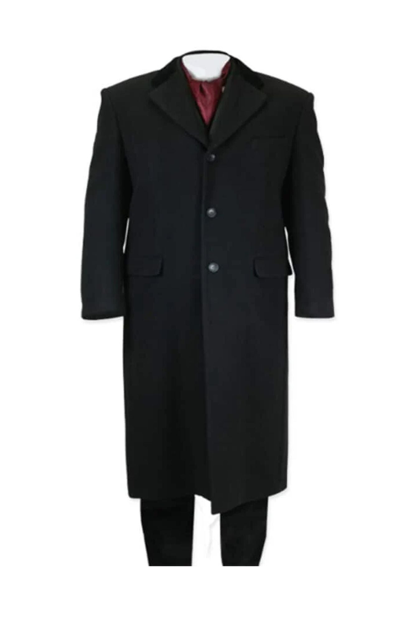 Full Length Long men's Dress Topcoat - Winter coat in Black - Coat Size 48