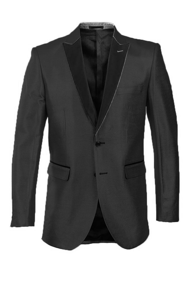 "Slim Fit Satin Tuxedo Blazer for Men - Black, Elegant Style"