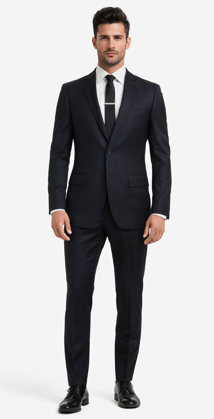 Galante Uomo Made in Italy Wool Black Suit - 34 Short or Extra Small