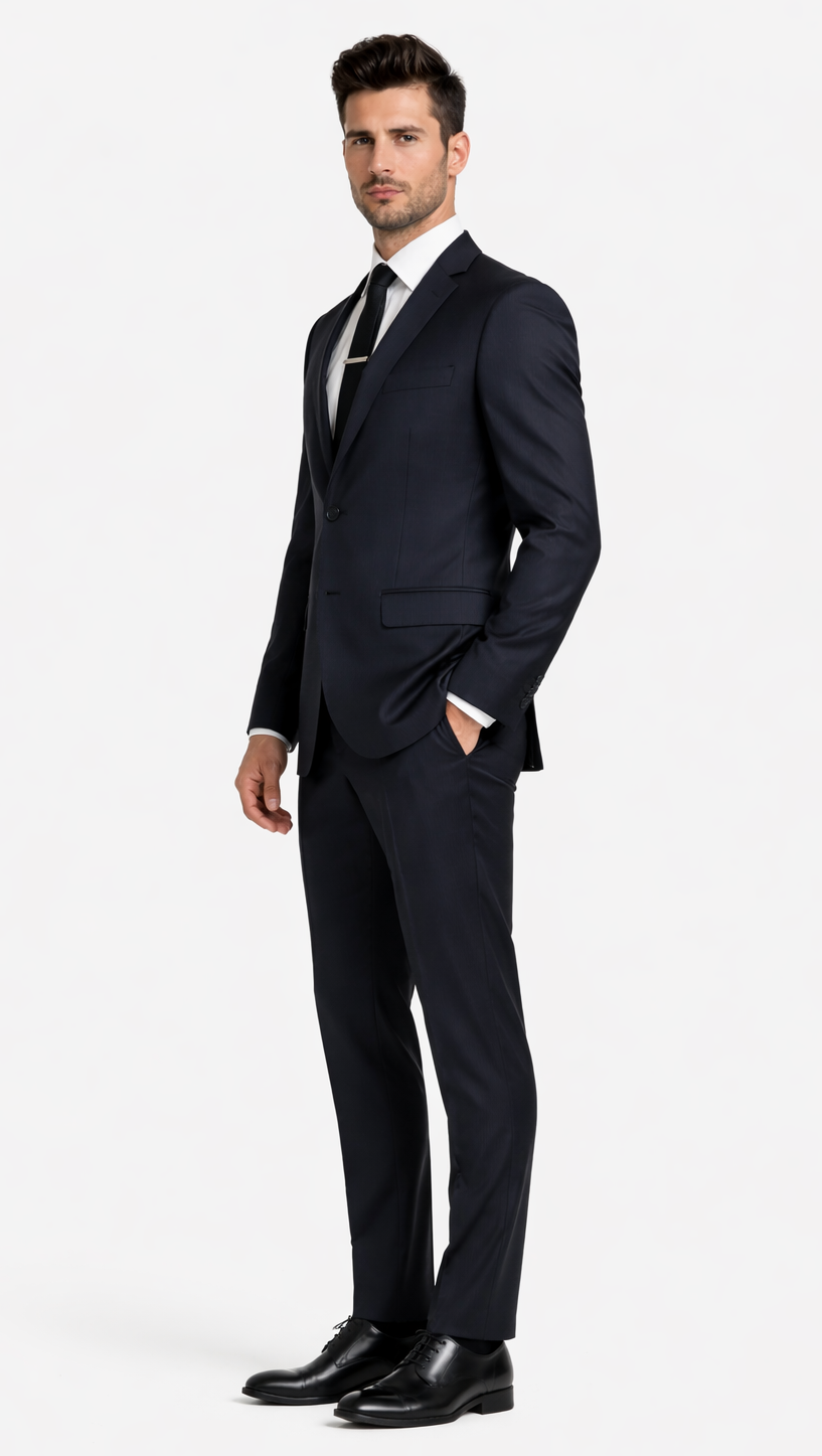 Galante Uomo Made in Italy Wool Black Suit - 34 Short or Extra Small
