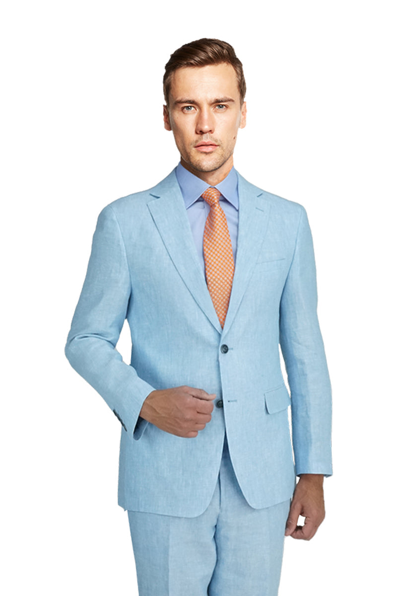 Baby Blue Linen Suit (2-Piece Set) - Modern