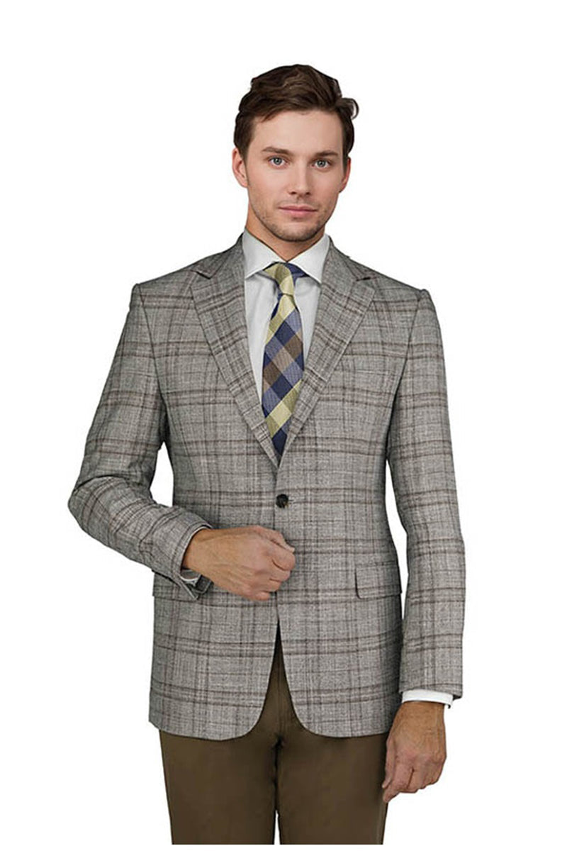 Enzo Tovare Taupe & Camel Windowpane Sports Jacket - Modern