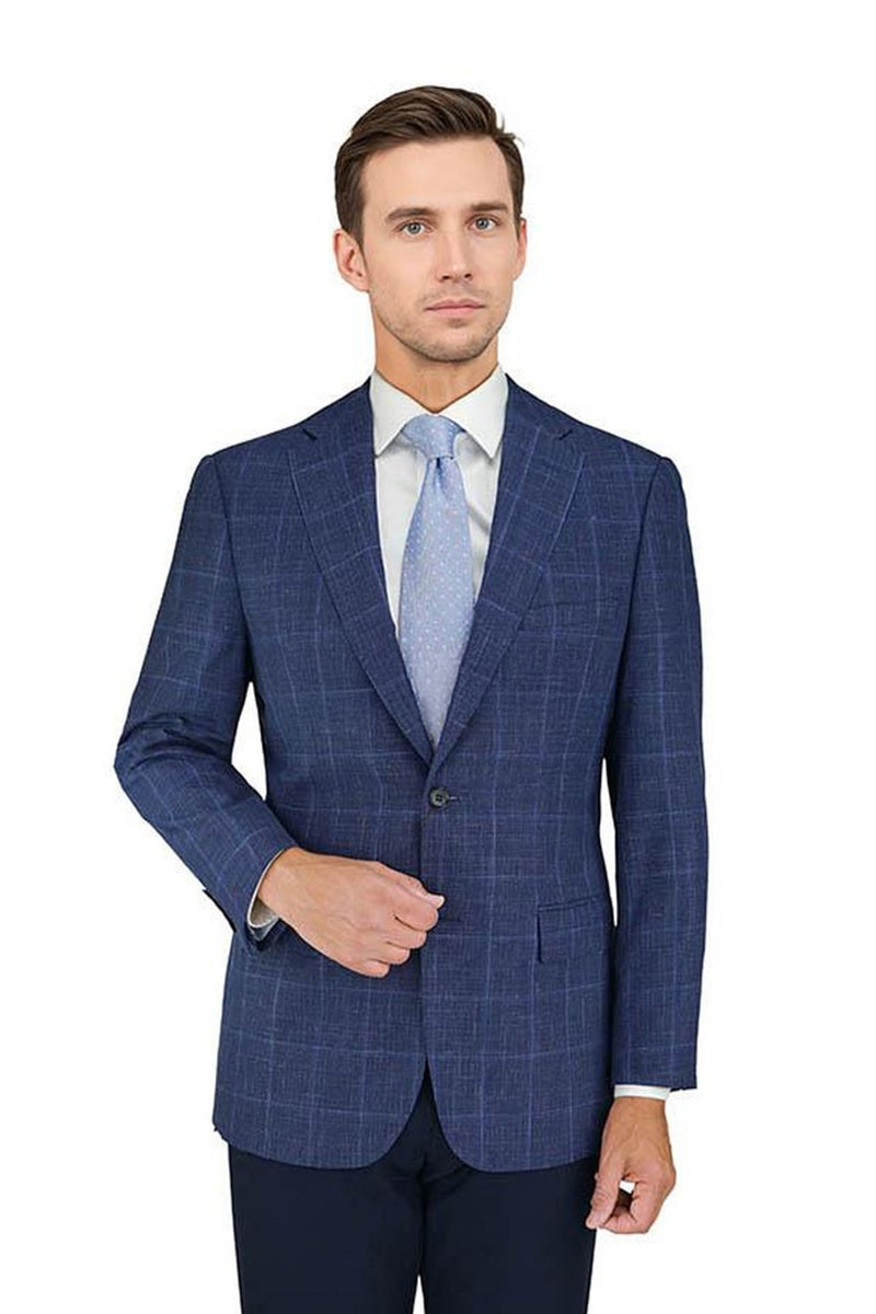 Enzo Tovare Blue Windowpane Sports Jacket - Modern