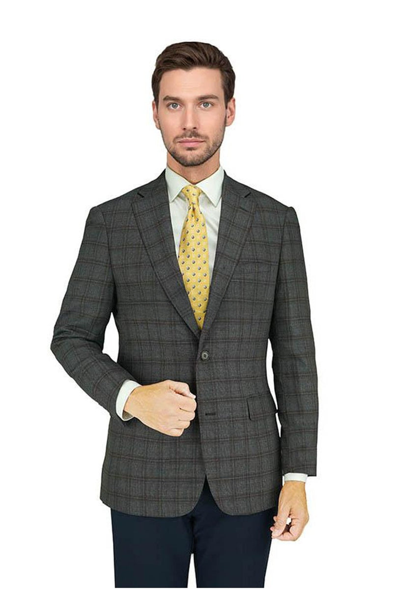 Enzo Tovare Brown & Rust Windowpane Sports Jacket - Modern