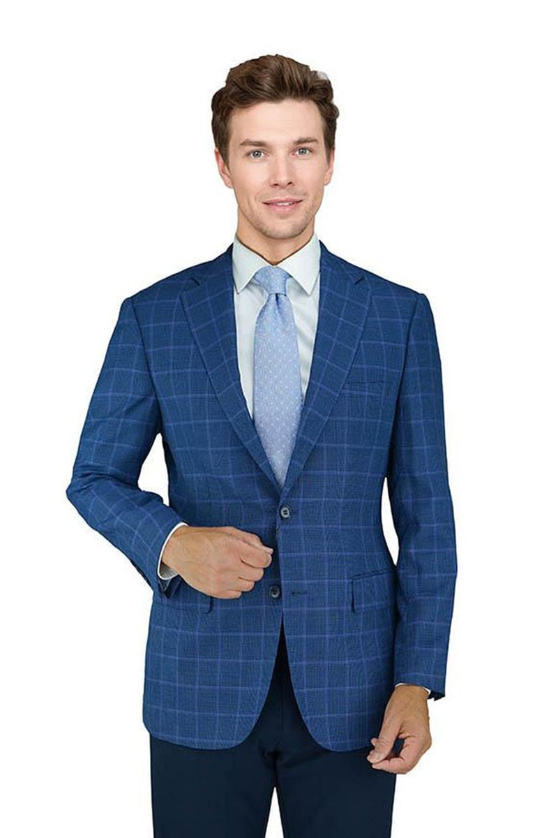 Enzo Tovare Blue Check Windowpane Sports Jacket - Modern