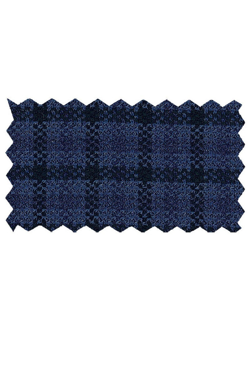 Enzo Tovare Dark Blue Check Sports Jacket - Modern