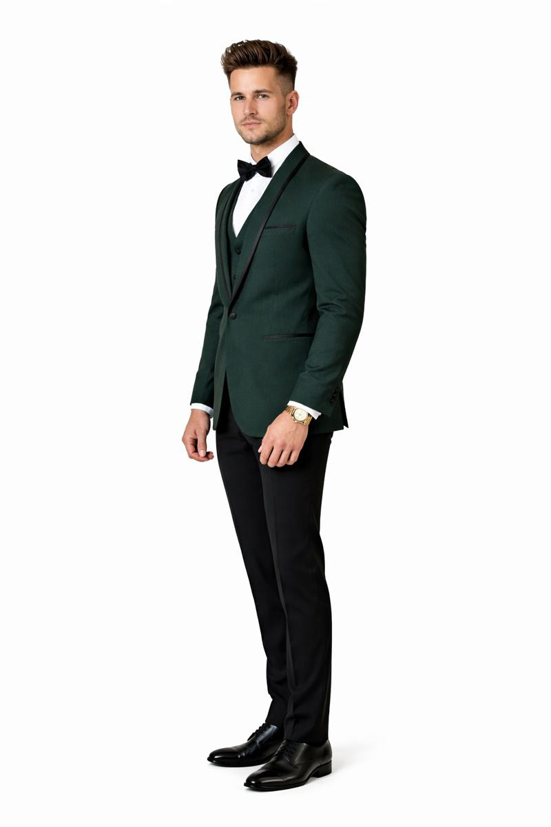 Genova Hunter Green 1-Button Shawl Tuxedo-New Designer Collection - 52 Long