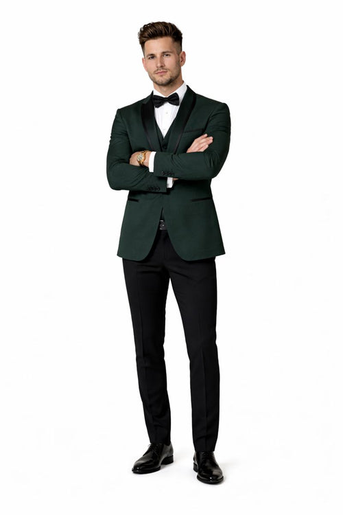 Genova Hunter Green 1-Button Shawl Tuxedo-New Designer Collection