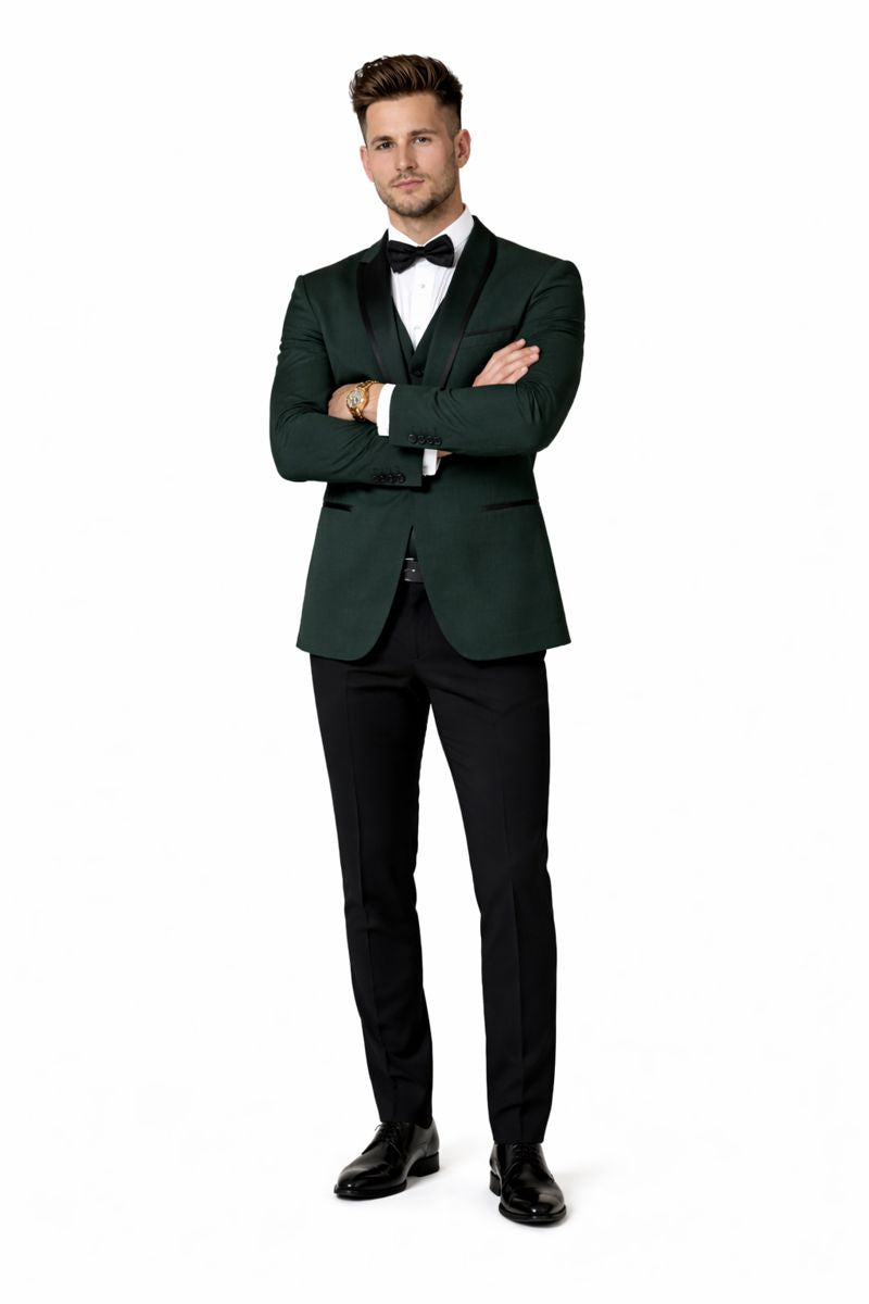 Genova Hunter Green 1-Button Shawl Tuxedo-New Designer Collection - 52 Long