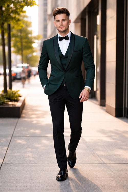 Genova Hunter Green 1-Button Shawl Tuxedo-New Designer Collection