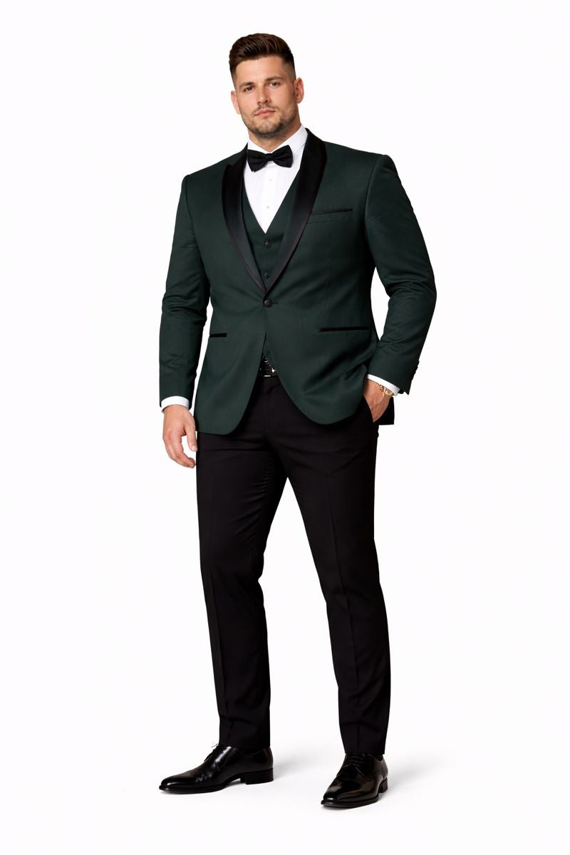 Genova Hunter Green 1-Button Shawl Tuxedo-New Designer Collection - 52 Long
