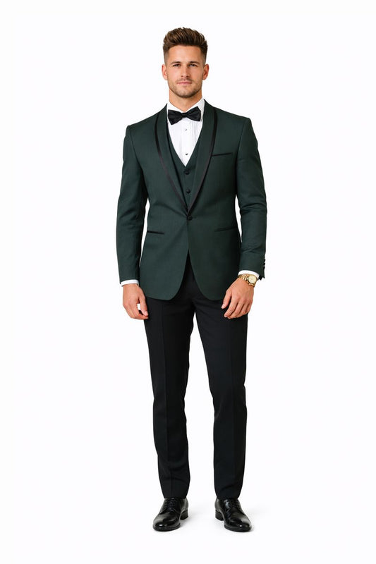 Genova Hunter Green 1-Button Shawl Tuxedo-New Designer Collection