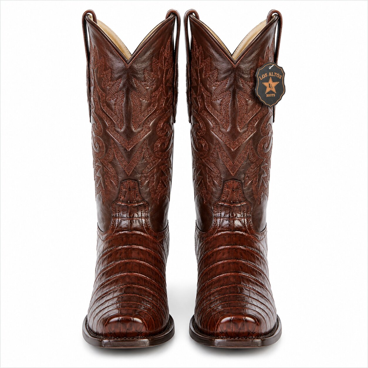 Los Altos Belly 7 Toe Brown Caiman Boots-New Designer Collection