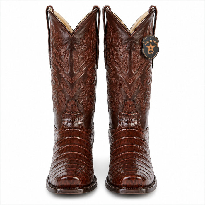 Los Altos Belly 7 Toe Brown Caiman Boots-New Designer Collection