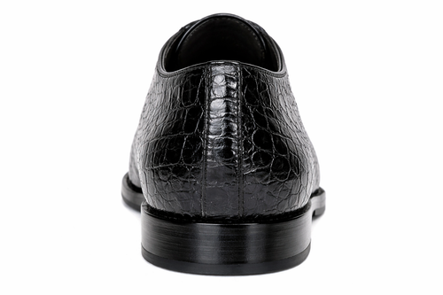 Genuine Hornback Crocodile Shoes: Men's Belvedere Chapo Black Exotic Dress Shoes-New Designer Collection
