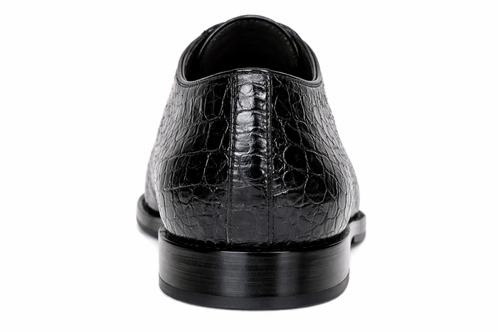 Genuine Hornback Crocodile Shoes: Men's Belvedere Chapo Black Exotic Dress Shoes-New Designer Collection