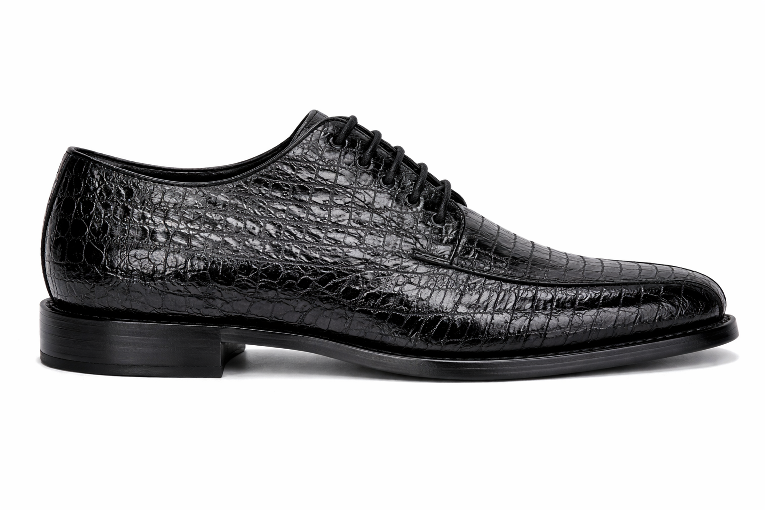 Genuine Hornback Crocodile Shoes: Men's Belvedere Chapo Black Exotic Dress Shoes-New Designer Collection - 6