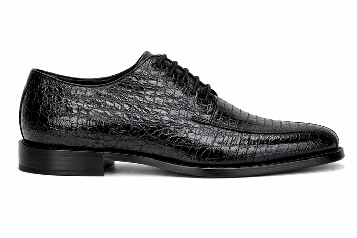 Genuine Hornback Crocodile Shoes: Men's Belvedere Chapo Black Exotic Dress Shoes-New Designer Collection