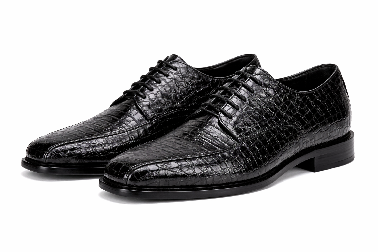 Genuine Hornback Crocodile Shoes: Men's Belvedere Chapo Black Exotic Dress Shoes-New Designer Collection - 6