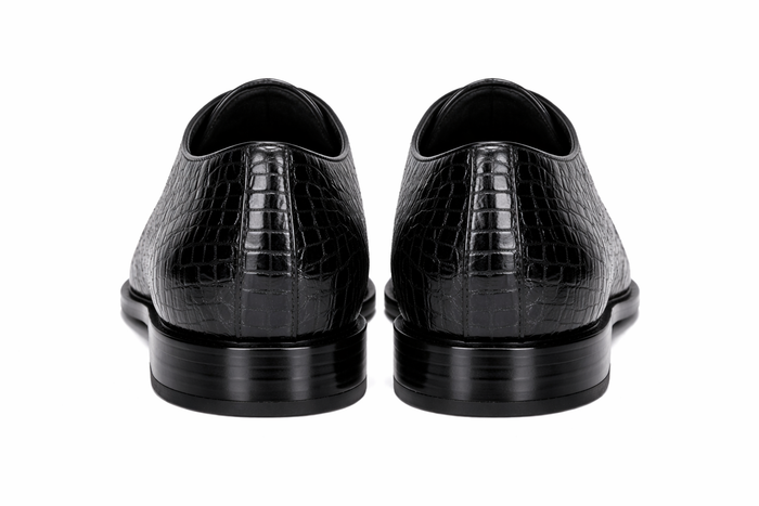 Genuine Hornback Crocodile Shoes: Men's Belvedere Chapo Black Exotic Dress Shoes-New Designer Collection