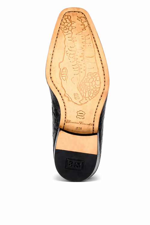 Genuine Hornback Crocodile Shoes: Men's Belvedere Chapo Black Exotic Dress Shoes-New Designer Collection
