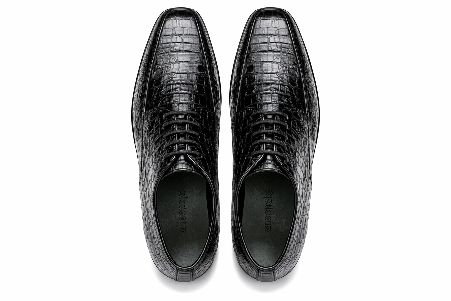 Genuine Hornback Crocodile Shoes: Men's Belvedere Chapo Black Exotic Dress Shoes-New Designer Collection - 6