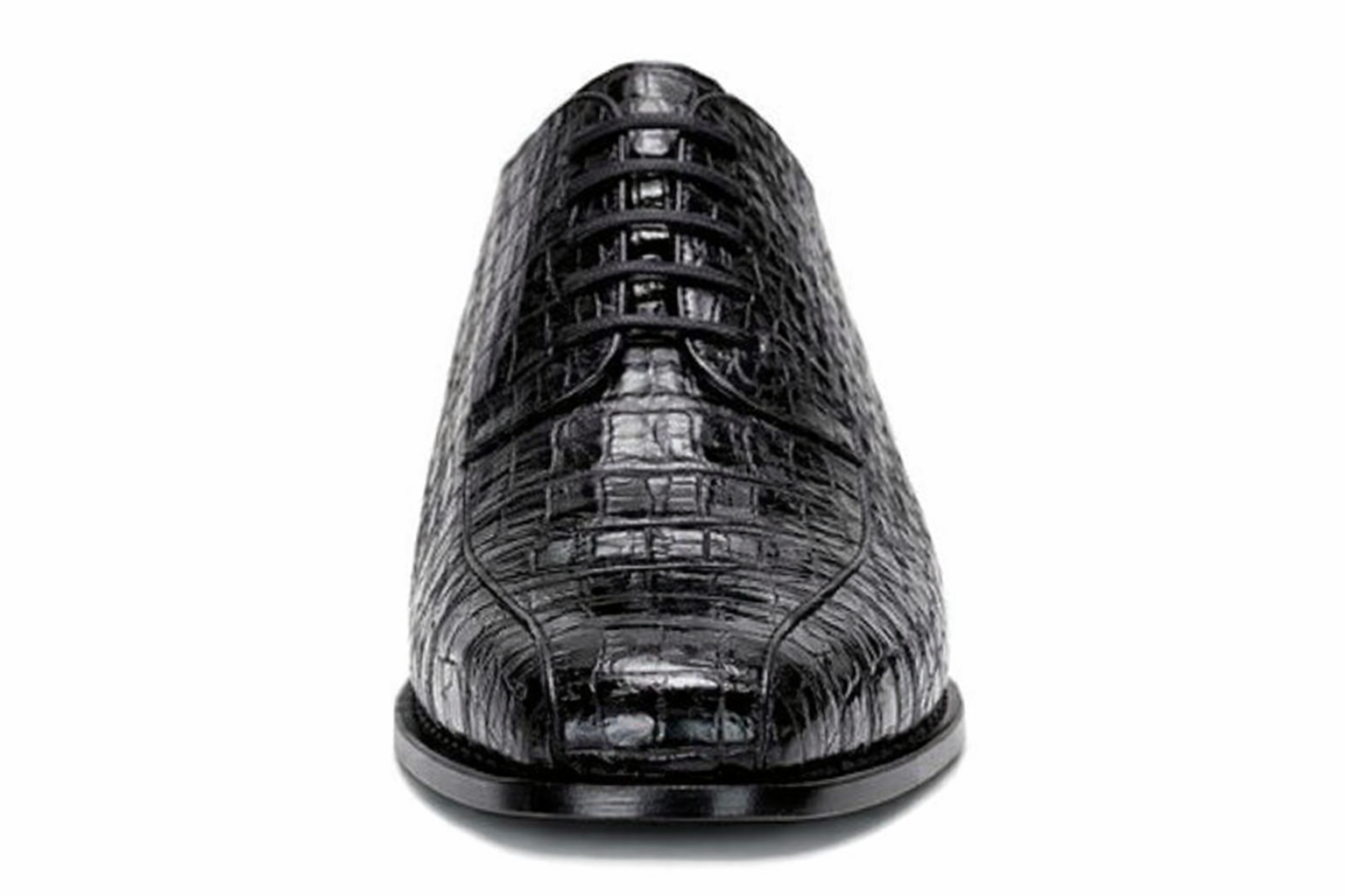 Genuine Hornback Crocodile Shoes: Men's Belvedere Chapo Black Exotic Dress Shoes-New Designer Collection - 6