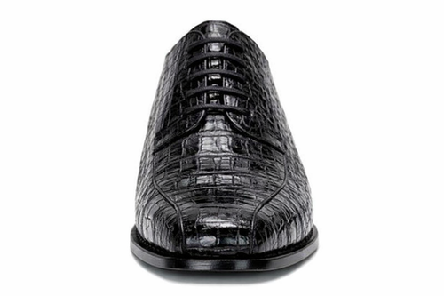 Genuine Hornback Crocodile Shoes: Men's Belvedere Chapo Black Exotic Dress Shoes-New Designer Collection