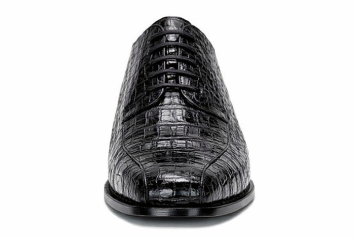 Genuine Hornback Crocodile Shoes: Men's Belvedere Chapo Black Exotic Dress Shoes-New Designer Collection