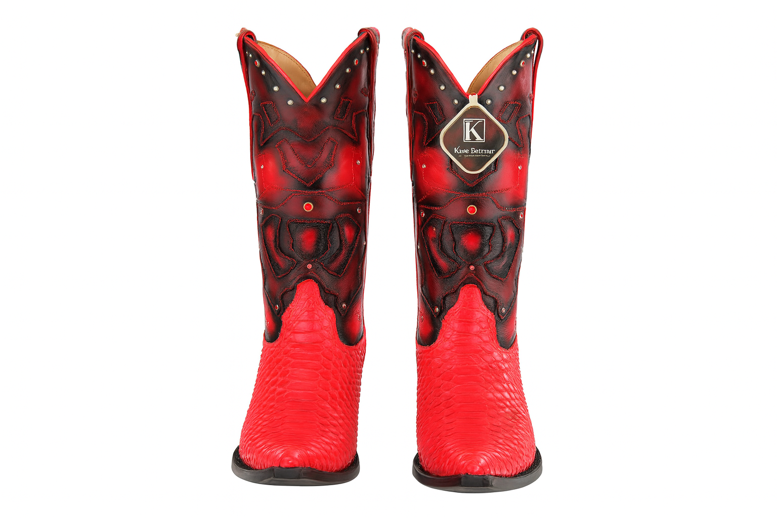 Men's King Exotic Boots Genuine Python 3x Toe Red (495vf5712) - 6 E