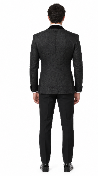 Gianni | Black with Black Velvet Lapel 3-Piece Tailored-Fit Tuxedo Black Velvet Suits and Tuxedos