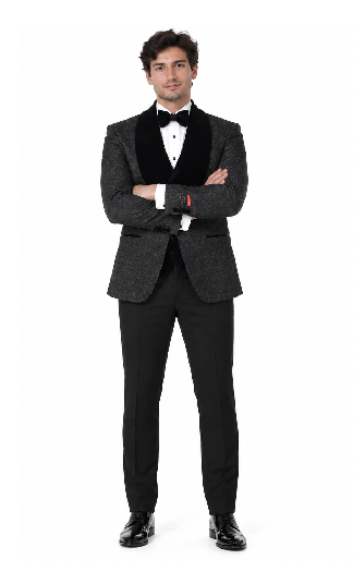 Gianni | Black with Black Velvet Lapel 3-Piece Tailored-Fit Tuxedo Black Velvet Suits and Tuxedos