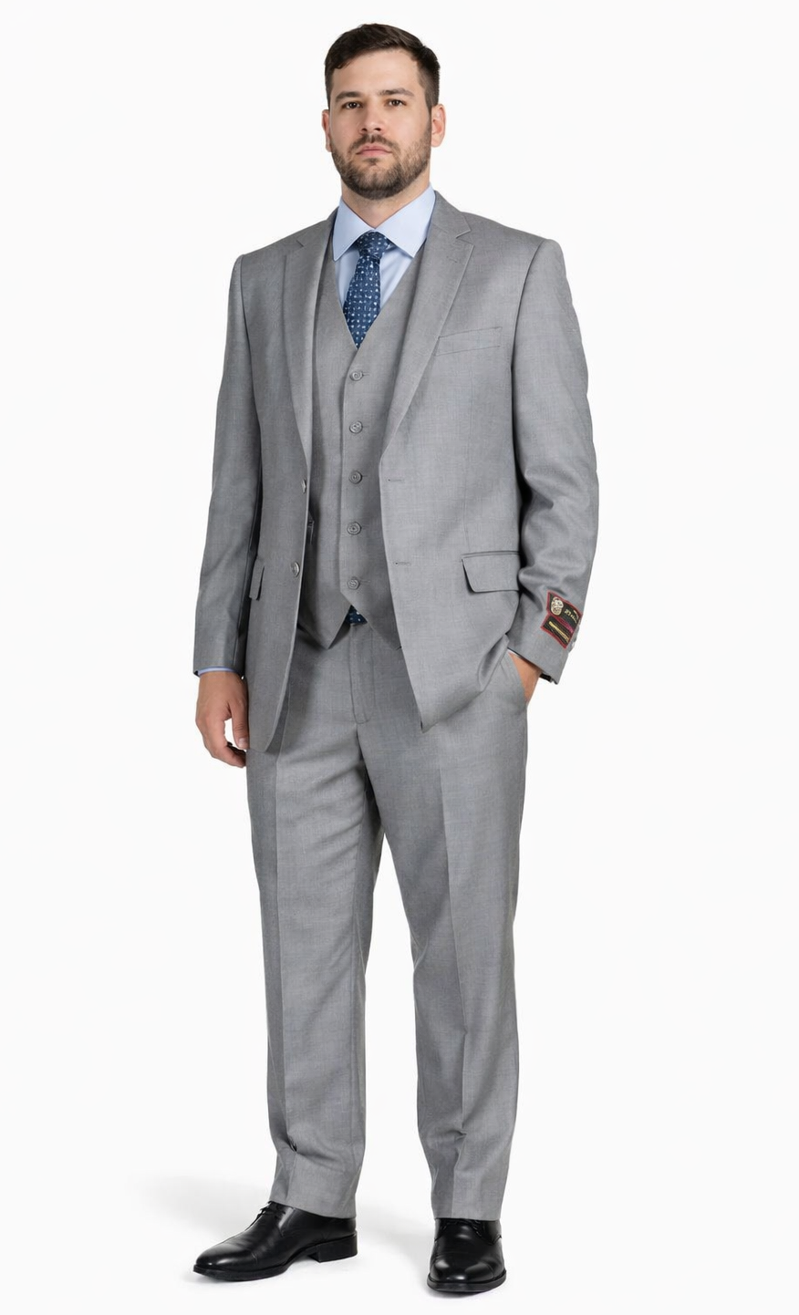 Giorgio Fiorelli Grey Two-Button Suit + Vest - 36 Short