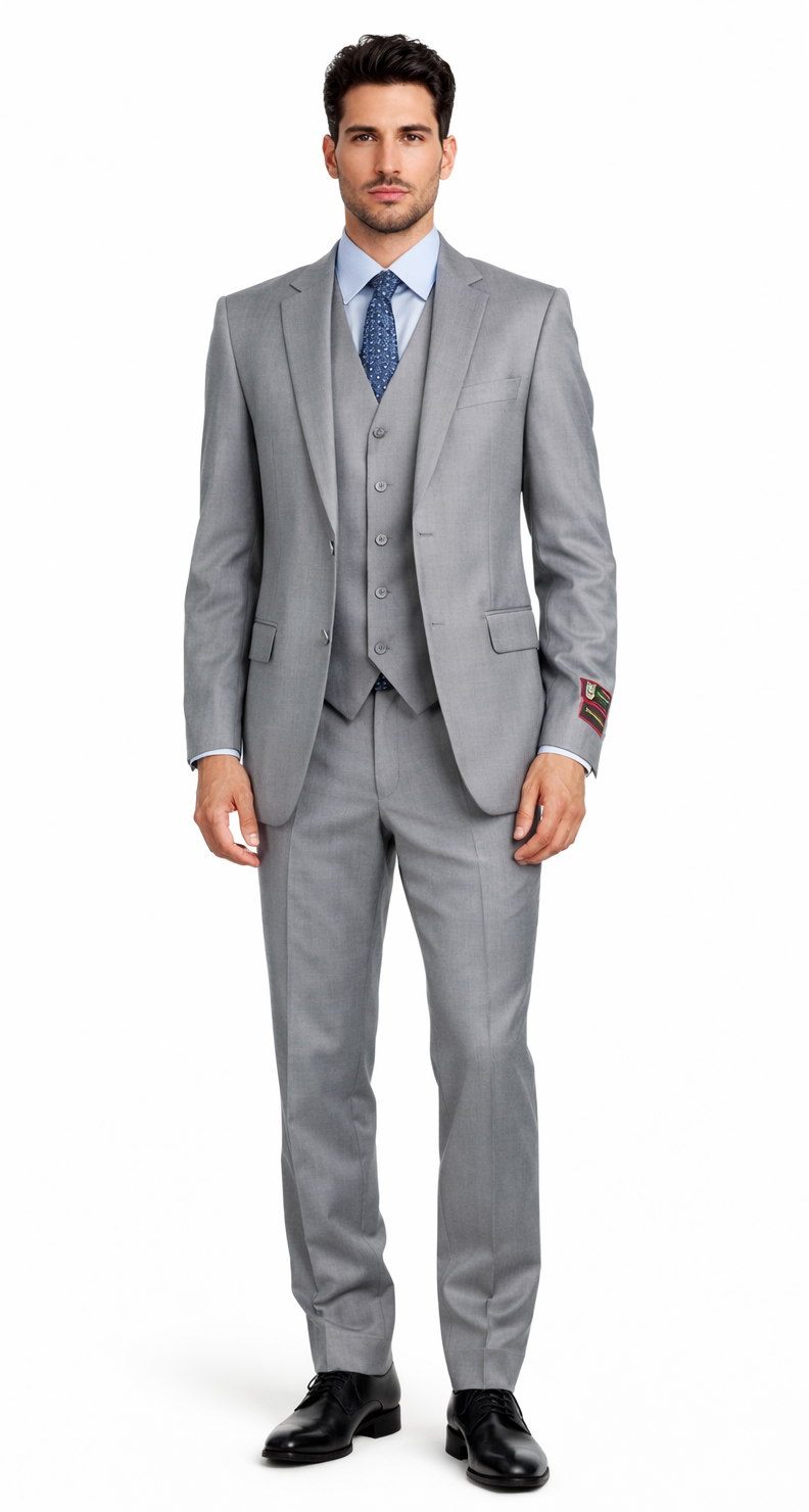 Giorgio Fiorelli Grey Two-Button Suit + Vest - 36 Short