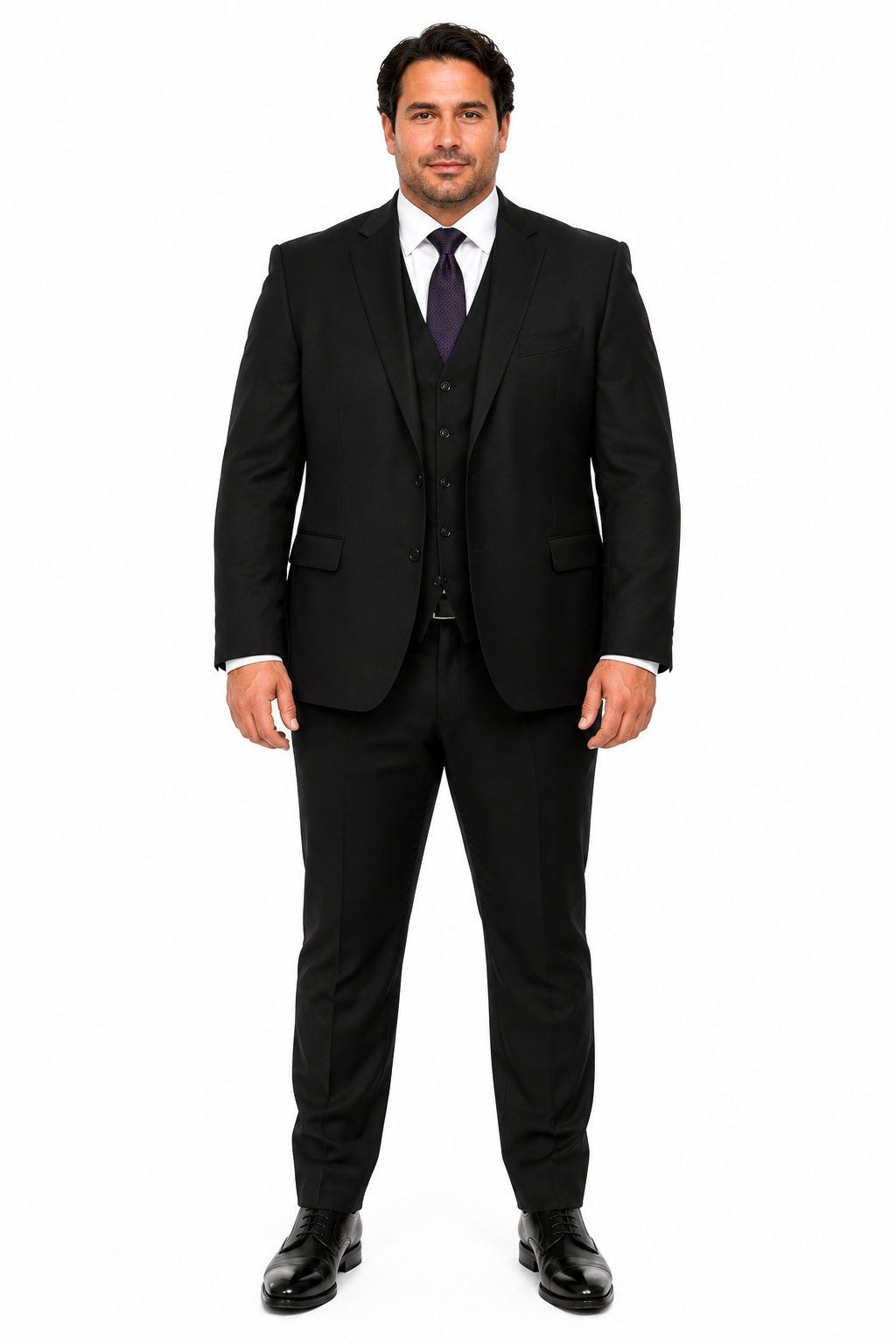 Giorgio Fiorelli Men's 2 Button 3 Piece Modern Fit Suits Black Suit