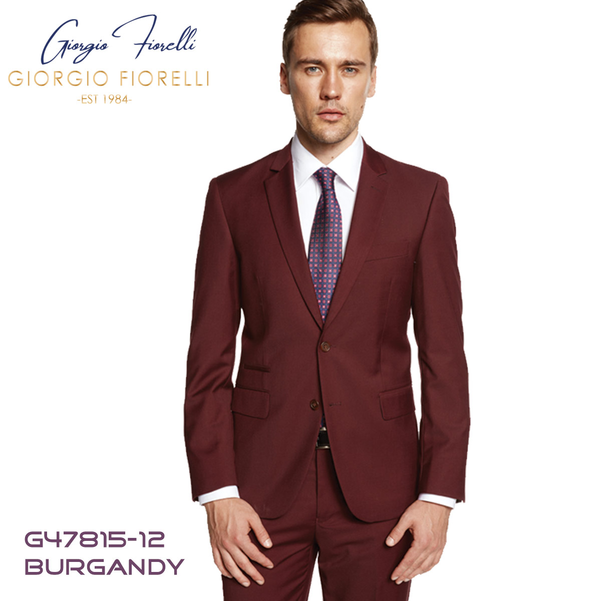 Giorgio Fiorelli Two-Button Suit in Burgundy, Camel, Beige - 34 Short or Extra Small