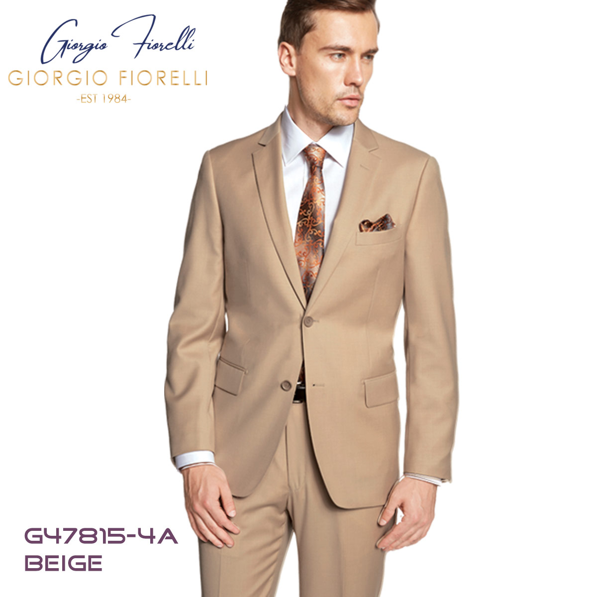 Giorgio Fiorelli Two-Button Suit in Burgundy, Camel, Beige - 34 Short or Extra Small