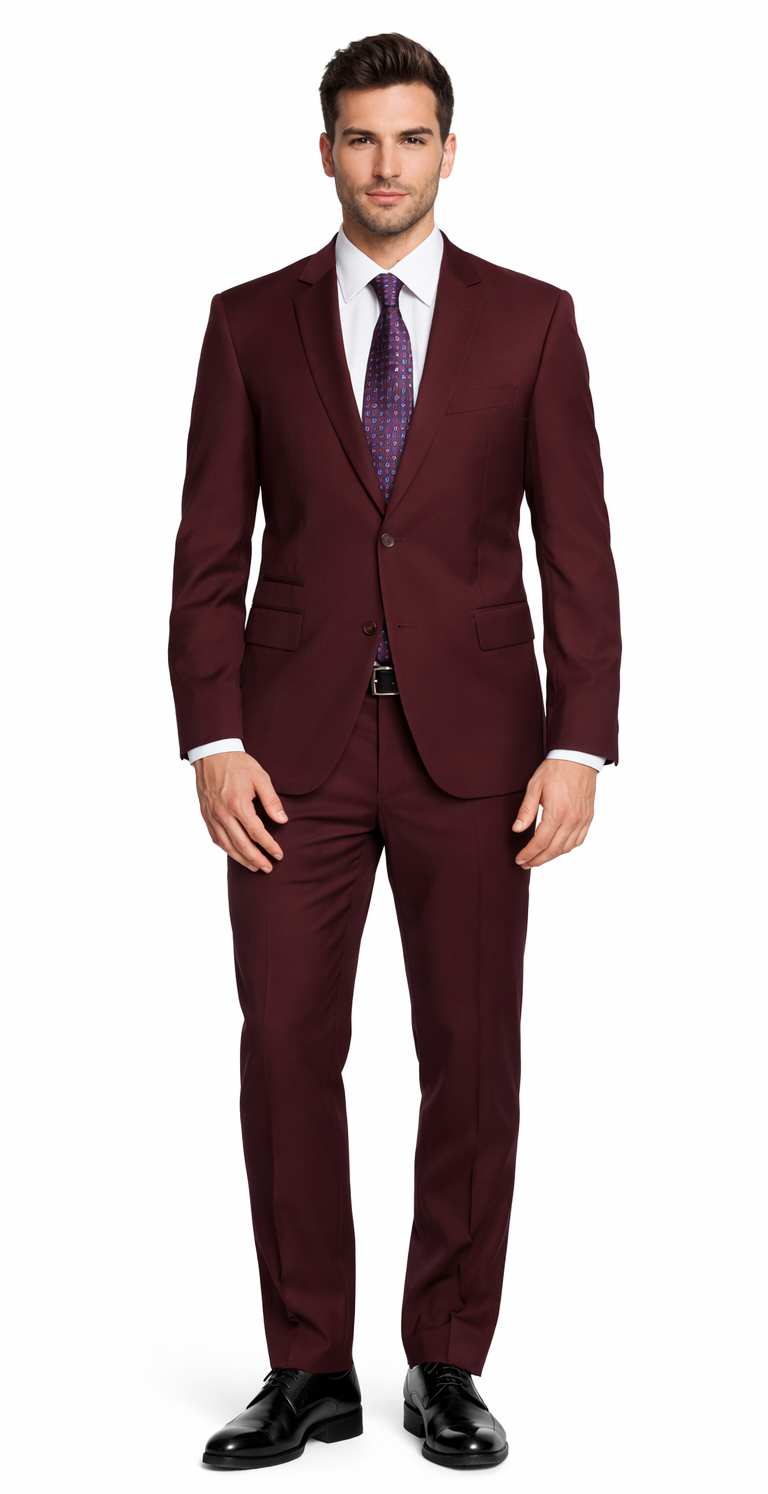 Giorgio Fiorelli Two-Button Suit in Burgundy, Camel, Beige - 34 Short or Extra Small