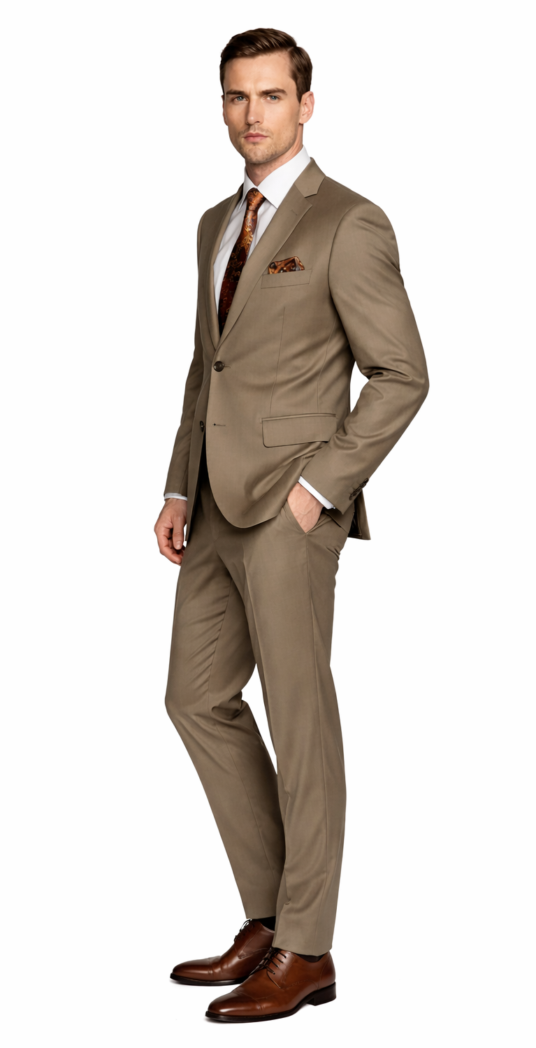 Giorgio Fiorelli Two-Button Suit in Burgundy, Camel, Beige - 34 Short or Extra Small
