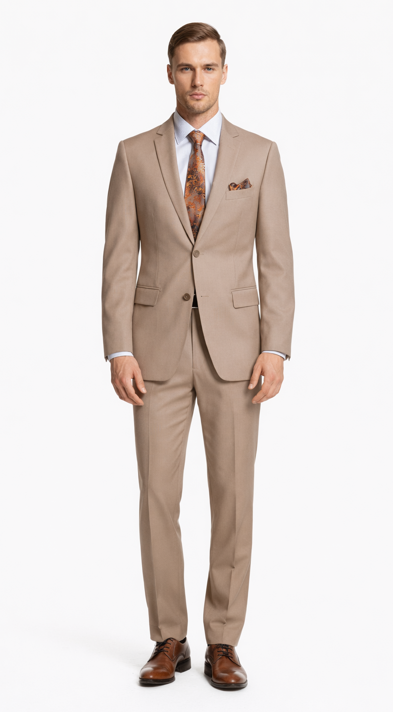 Giorgio Fiorelli Two-Button Suit in Burgundy, Camel, Beige - 34 Short or Extra Small