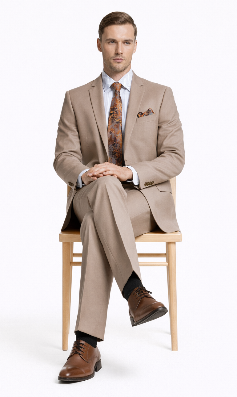 Giorgio Fiorelli Two-Button Suit in Burgundy, Camel, Beige - 34 Short or Extra Small