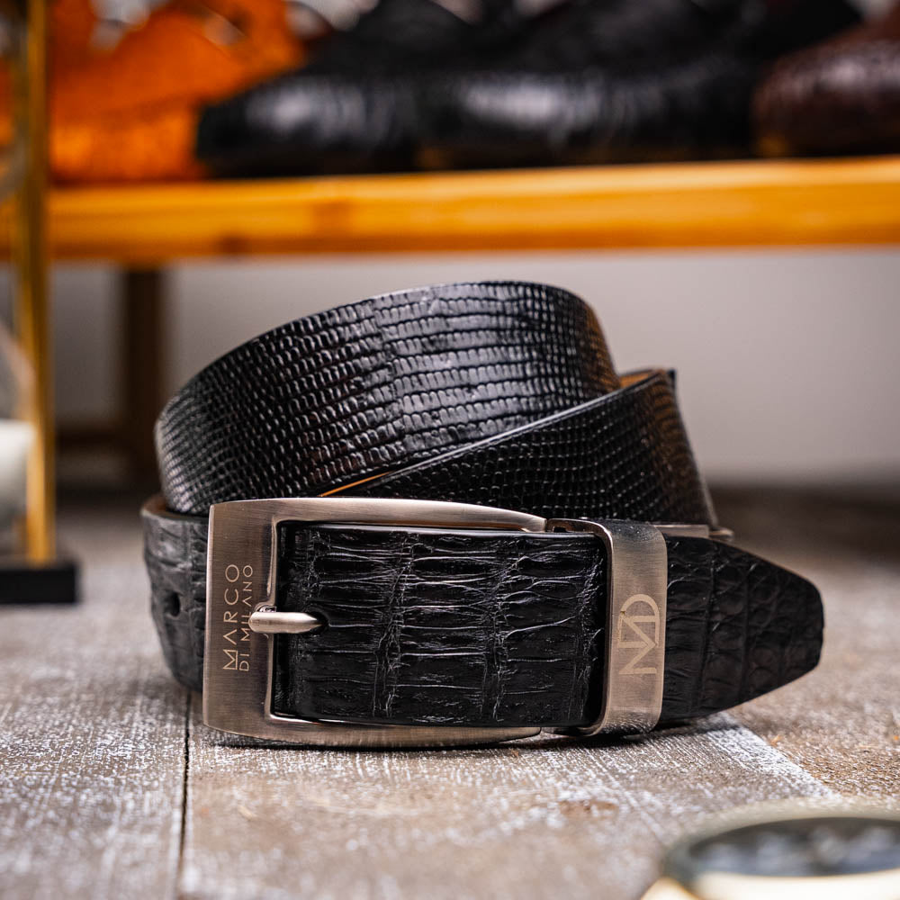 Marco Di Milano Giovanni Belt Black Leather Loafer - 40