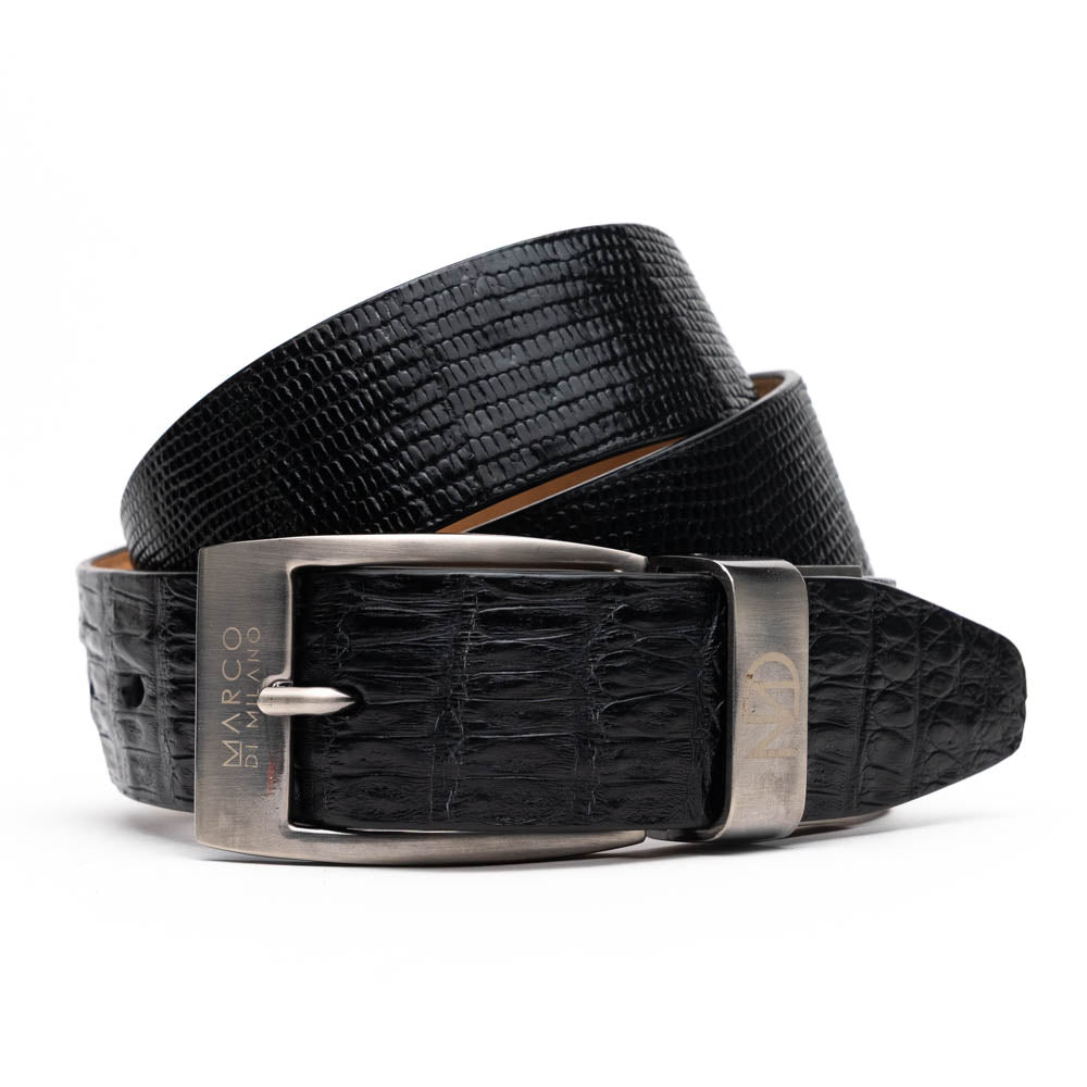Marco Di Milano Giovanni Belt Black Leather Loafer - 40