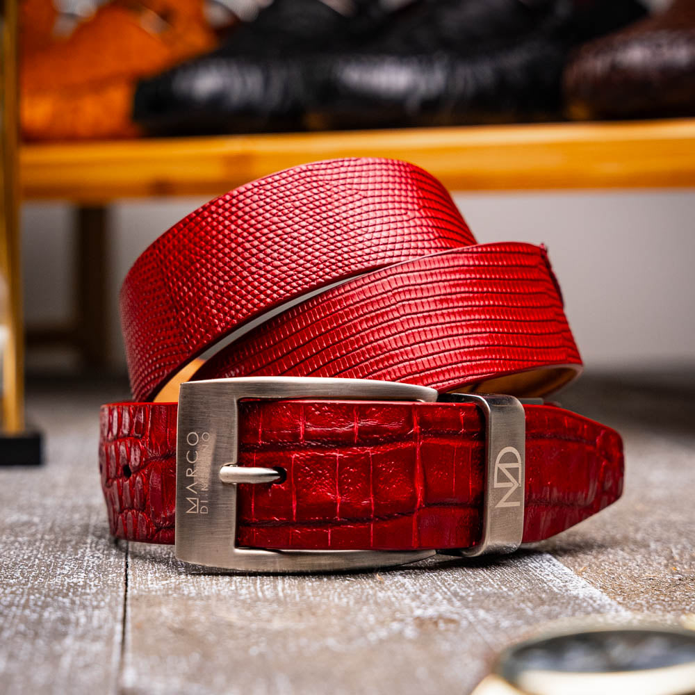 Marco Di Milano Giovanni Belt Red Leather Shoe - 36