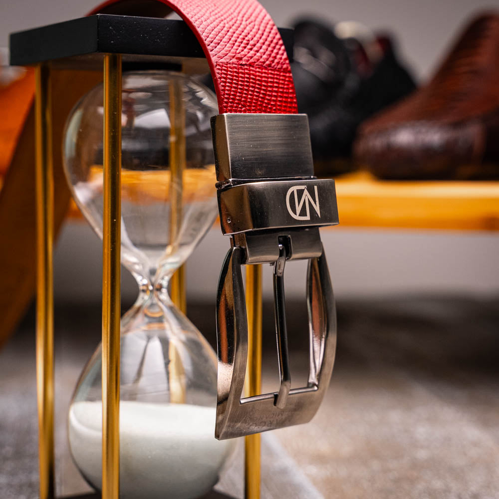 Marco Di Milano Giovanni Belt Red Leather Shoe - 36