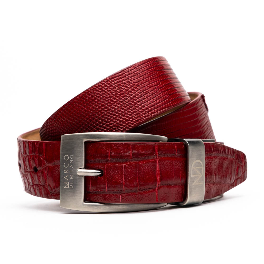 Marco Di Milano Giovanni Belt Red Leather Shoe - 36